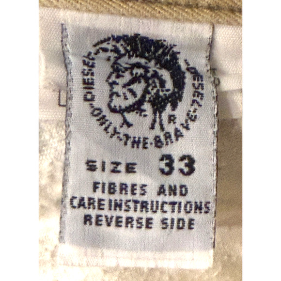 Diesel Saddle Jeans Mens Western Cowboy Beige Button Fly Pants Logo 33x28.5 - Picture 2 of 14